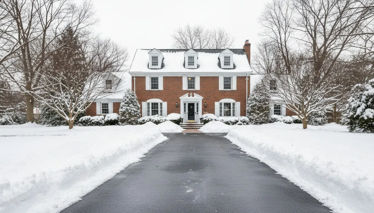 Cleared driveway after professional snow removal by Chop Chop Landscaping in Highland Park, IL