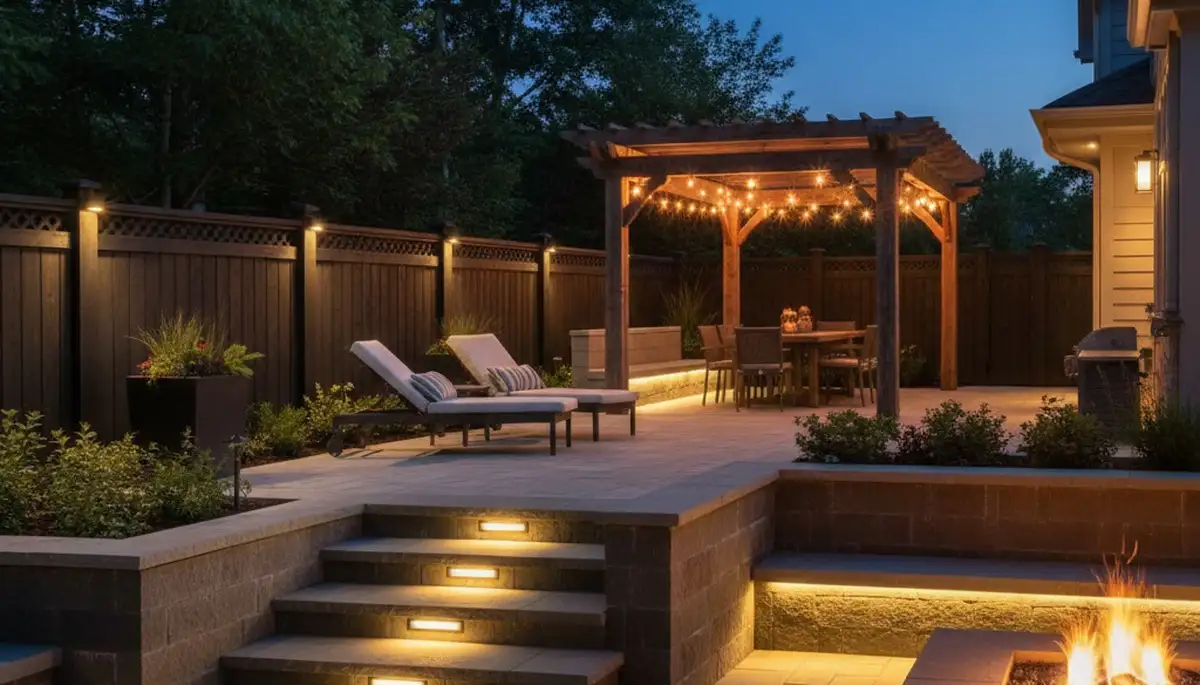 Professional deck and patio lighting installation by Chop Chop Landscaping in Highland Park, IL
