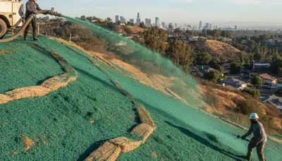 Hydroseeding hillside erosion control by Chop Chop Landscaping in Highland Park, IL