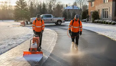 Professional de-icing and salt application on walkways in Highland Park, IL by Chop Chop Landscaping