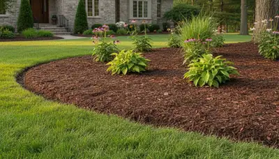 Professional mulch bed edging in Highland Park, IL creating clean lines and manicured landscape appeal