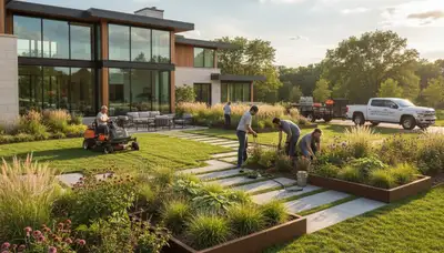 Landscaping team serving Highland Park, IL for lawn care, garden maintenance, and outdoor property enhancement