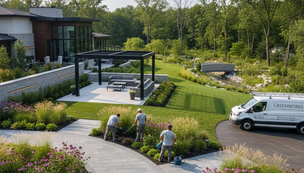 Landscaping team in Highland Park, IL providing professional lawn and landscape maintenance