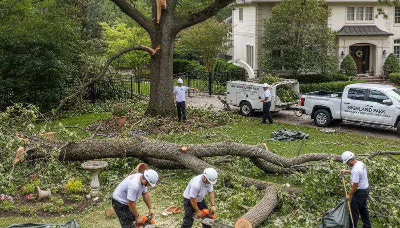 Professional storm debris cleanup and branch removal by Chop Chop Landscaping in Highland Park, IL